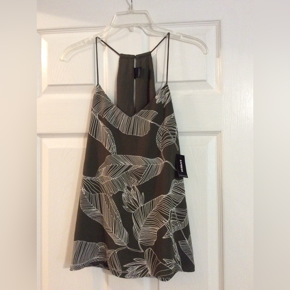 Express Green & White Top Size Small